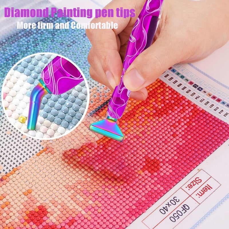 Heyseri Diamond Art Pens, 14pcs Diamond Painting Pen Accessories Tools Set, Stainless Steel Metal Pen Tips, Ergonomic Art Drill Pens, Comfort Grip and Faster Drilling - Image 4